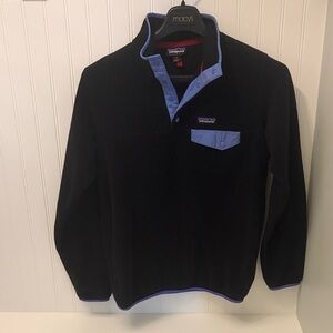 Patagonia Synchilla Black Pullover with Blue Trim